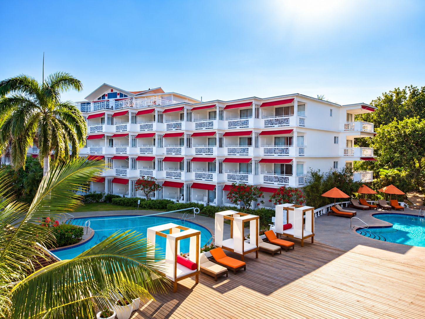 Resort pool and building